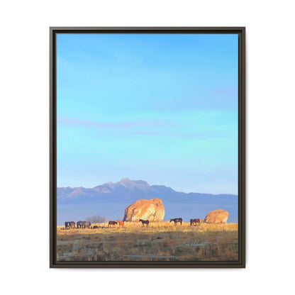 Framed Matte Canvas Print — Horses at Adobe by Rod Walgamott
