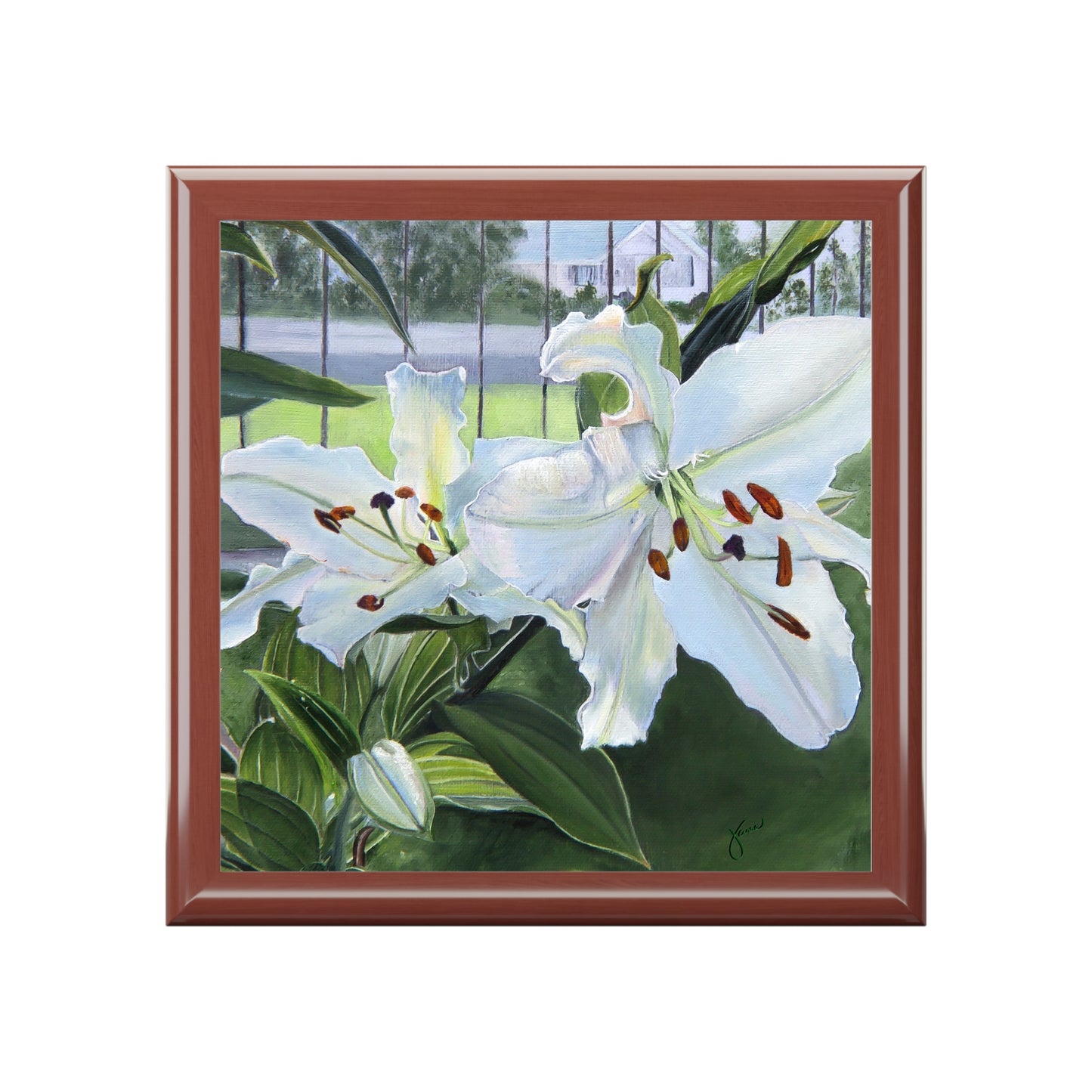 Elegant Floral Jewelry Box, Featuring Luscious Lilies, by Jane Autry