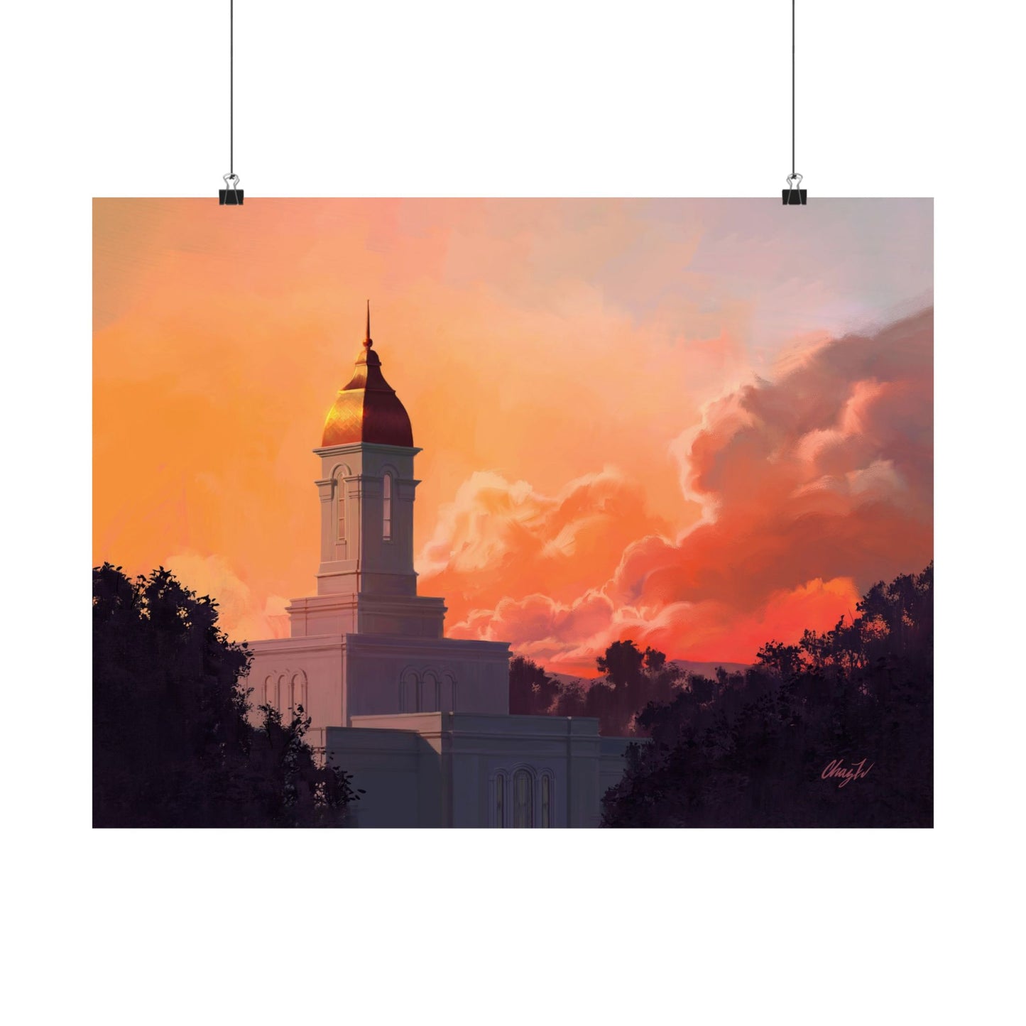 Premium Matte Print--Deseret Peak Temple--Sunset, by Chaz Walgamott