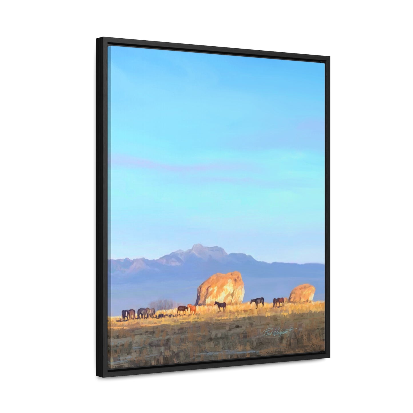 Framed canvas Wrap, Horses at Adobe Rock, by Rod Walgamott