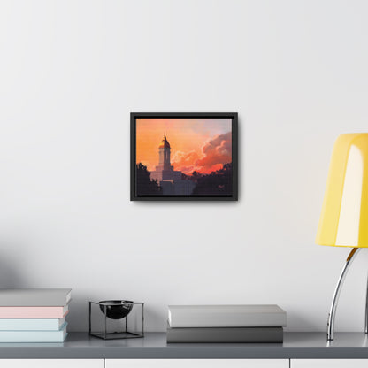 Stretched Canvas in Wood Frame--Deseret Peak Temple--Sunset by Chaz Walgamott