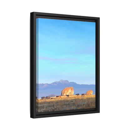 Framed Matte Canvas Print — Horses at Adobe by Rod Walgamott