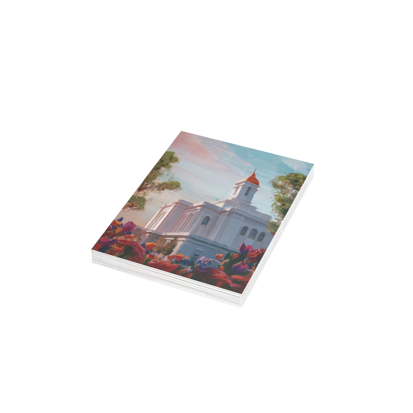 Temple Card Bundle (envelopes not included) Deseret Peak Temple-Spring Flowers