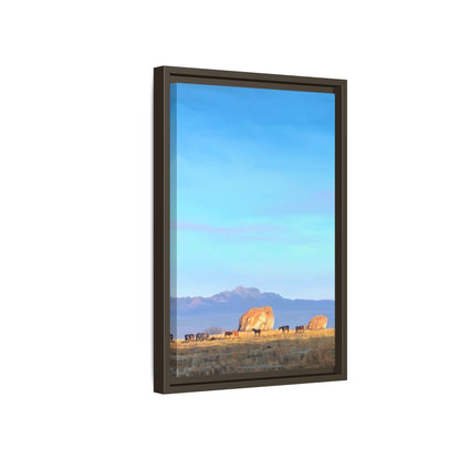 Framed Matte Canvas Print — Horses at Adobe by Rod Walgamott