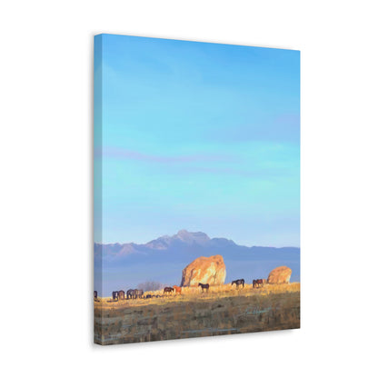 Canvas Gallery Wrap-Horses at Adobe Rock by Rod Walgamott