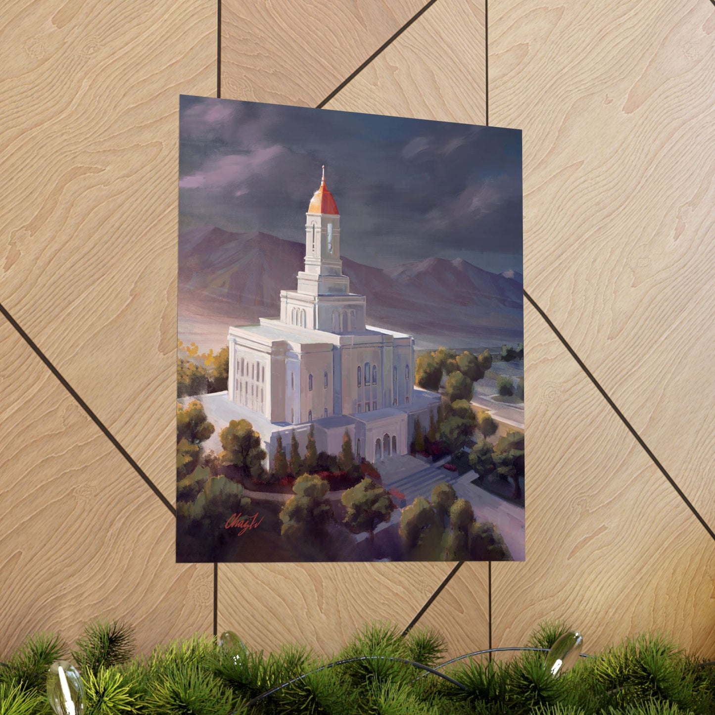 Premium Matte Paper Print, Deseret Peak Temple, After the Storm, by Chaz Walgamott