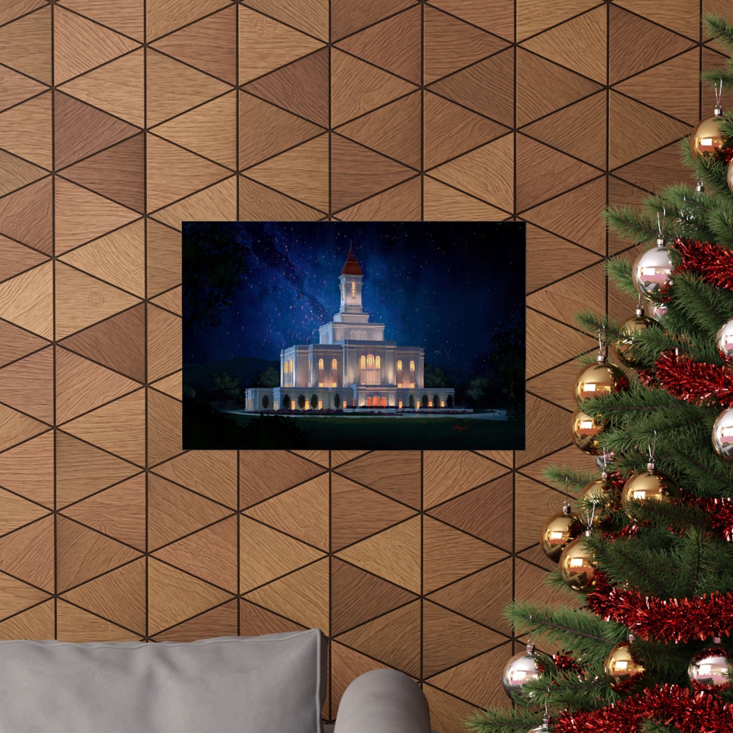Premium Matte Print--Deseret Peak Temple--Night Sky, by Chaz Walgamott