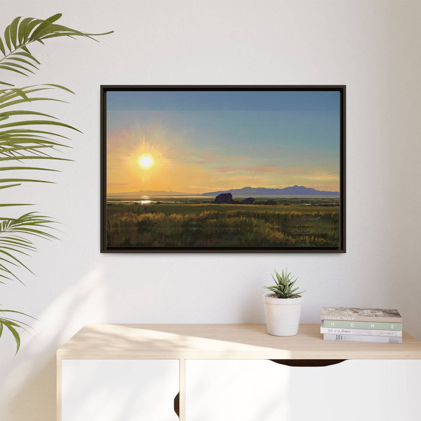 Framed Matte Canvas Print — Adobe Rock Sunset by Rod Walgamott
