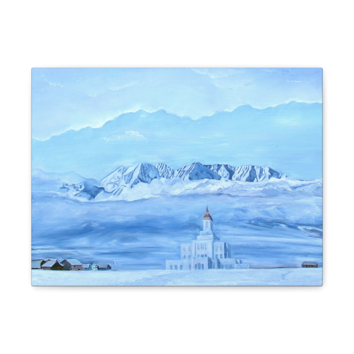 Deseret Peak Temple--Hope in the Bleak of Winter, by Jane Autry, Canvas Gallery Wrap