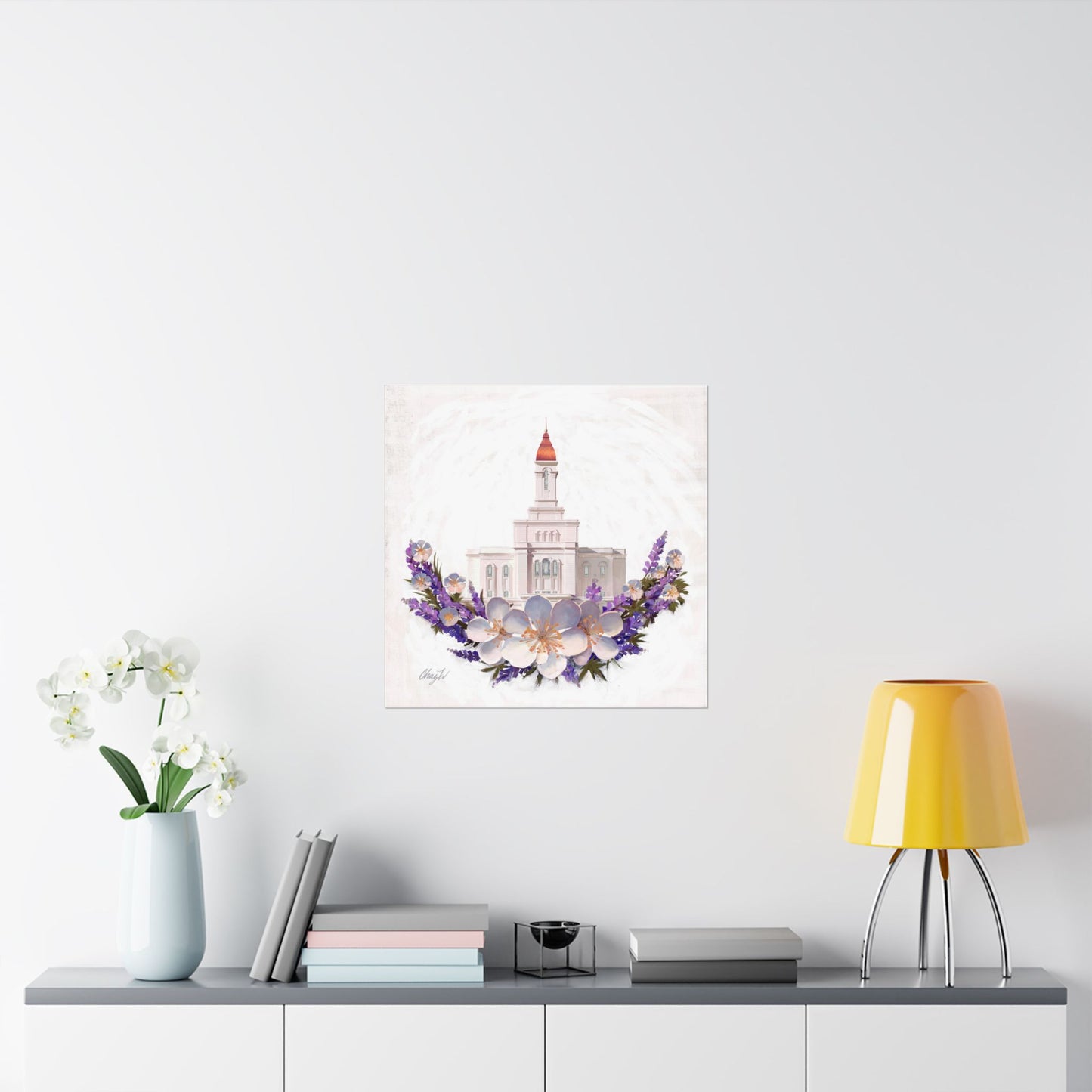 Premium Matte Print--Deseret Peak Temple--Floral Wreath, by Chaz Walgamott
