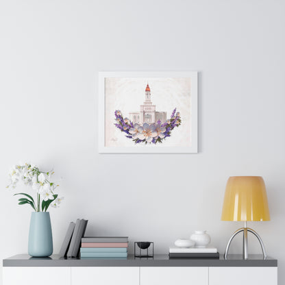 Premium Matte Print--Framed, Deseret Peak Temple--Floral Wreath, by Chaz Walgamott