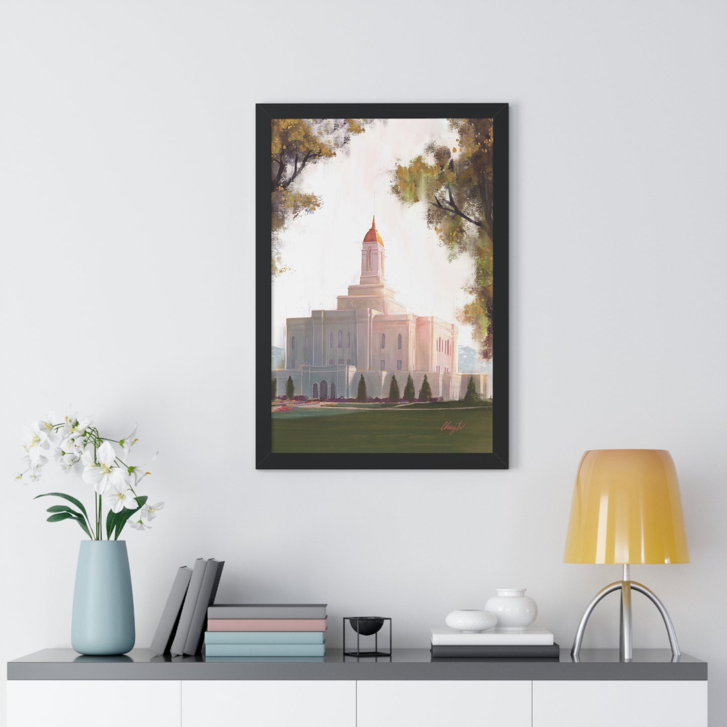 Framed Matte Print, Deseret Peak Temple--Golden, by Chaz Walgamott