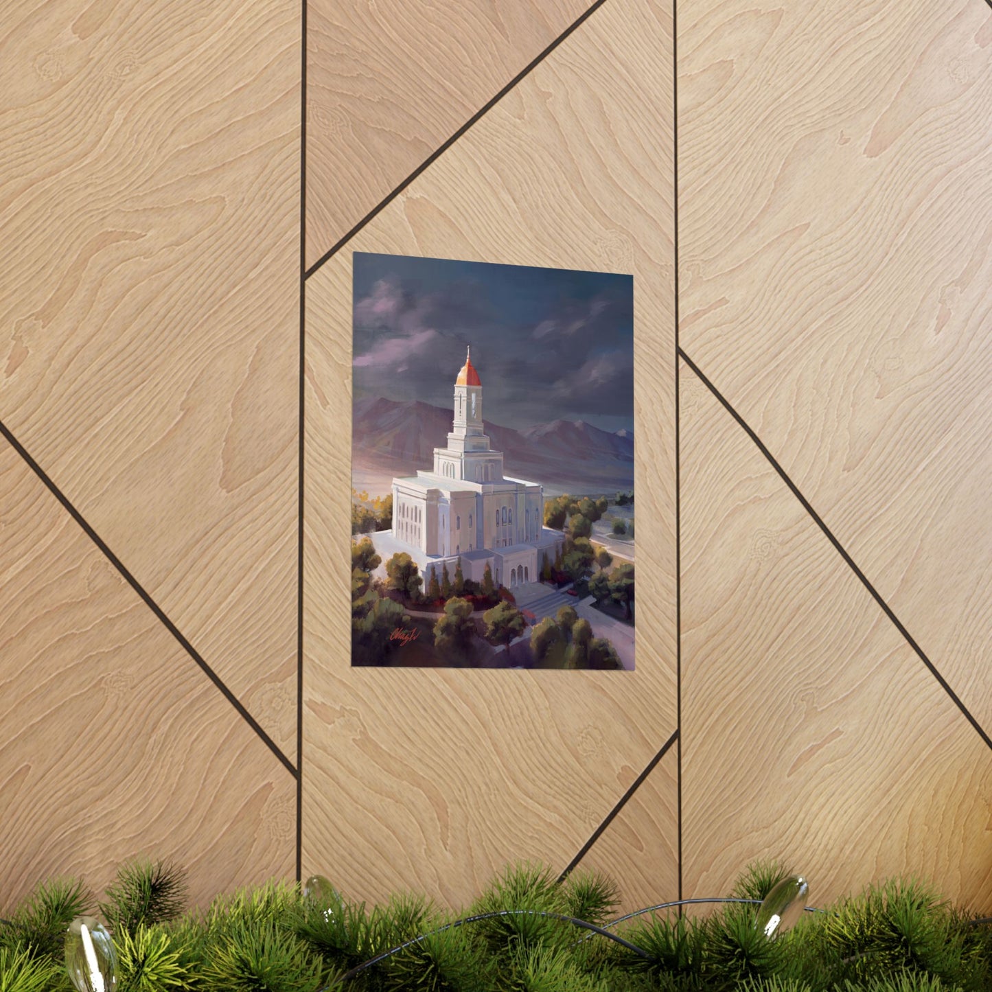 Premium Matte Paper Print, Deseret Peak Temple, After the Storm, by Chaz Walgamott