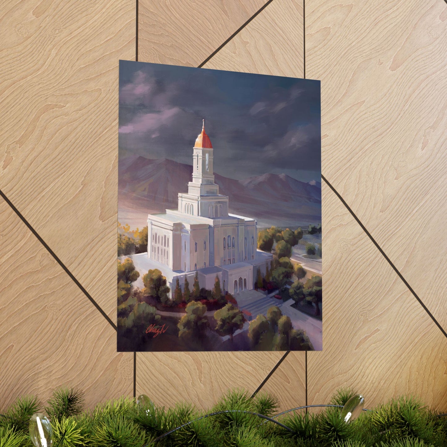 Premium Matte Paper Print, Deseret Peak Temple, After the Storm, by Chaz Walgamott
