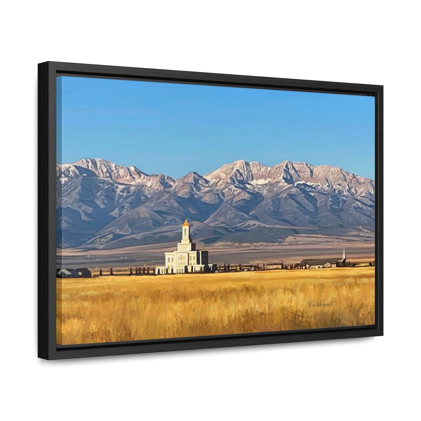 Stretched Canvas Wrap in Wood Frame, Deseret Peak Temple and Deseret Peak, by Rod Walgamott