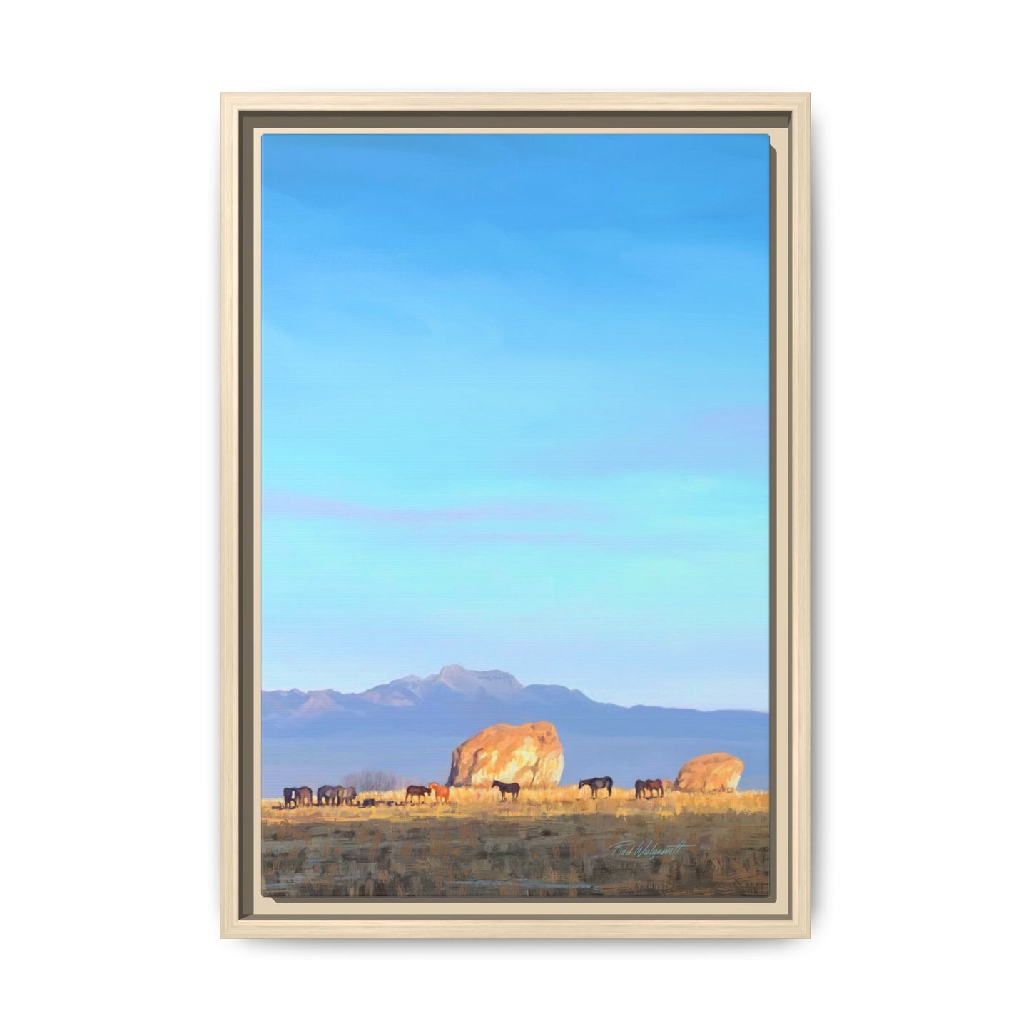Framed Matte Canvas Print — Horses at Adobe by Rod Walgamott
