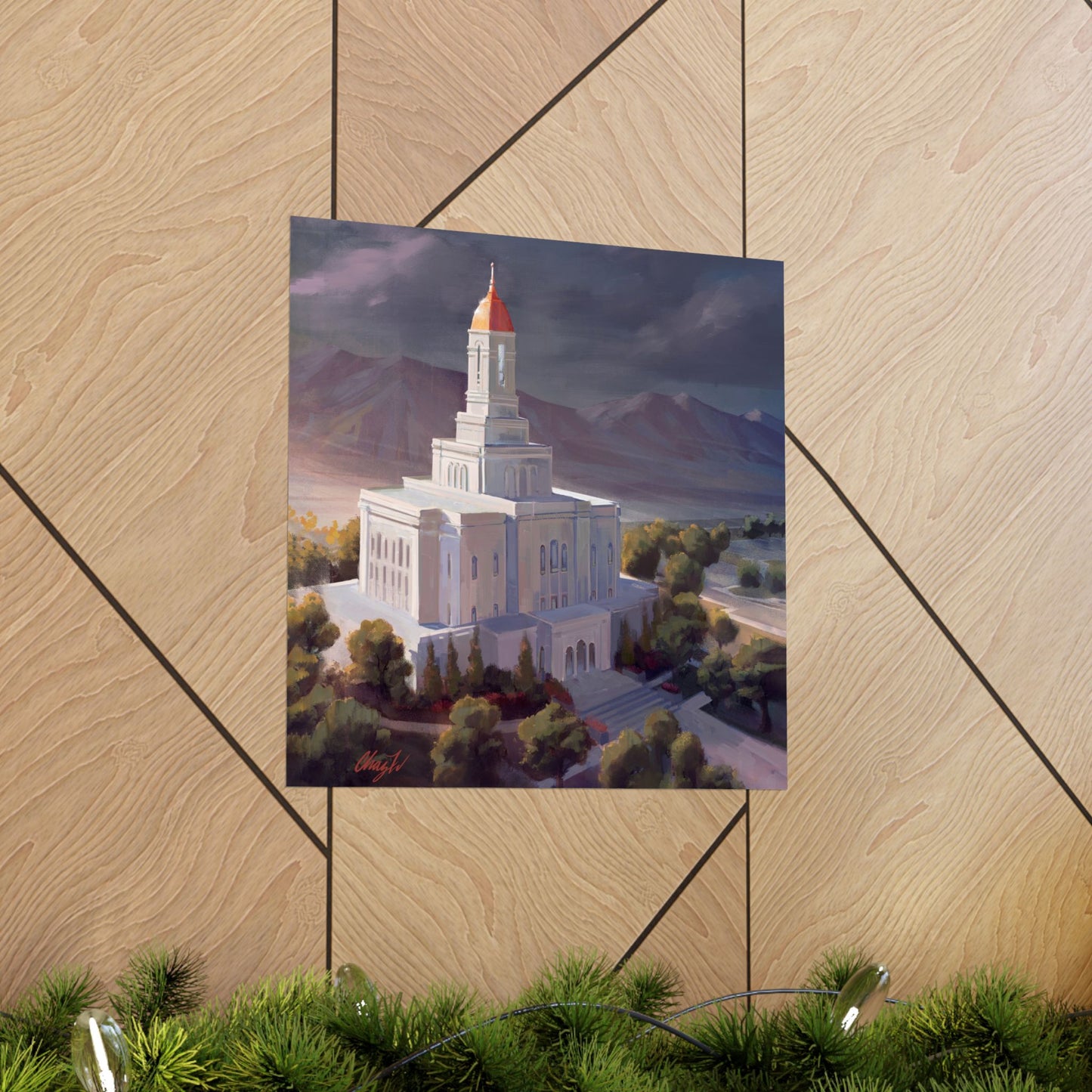 Premium Matte Paper Print, Deseret Peak Temple, After the Storm, by Chaz Walgamott