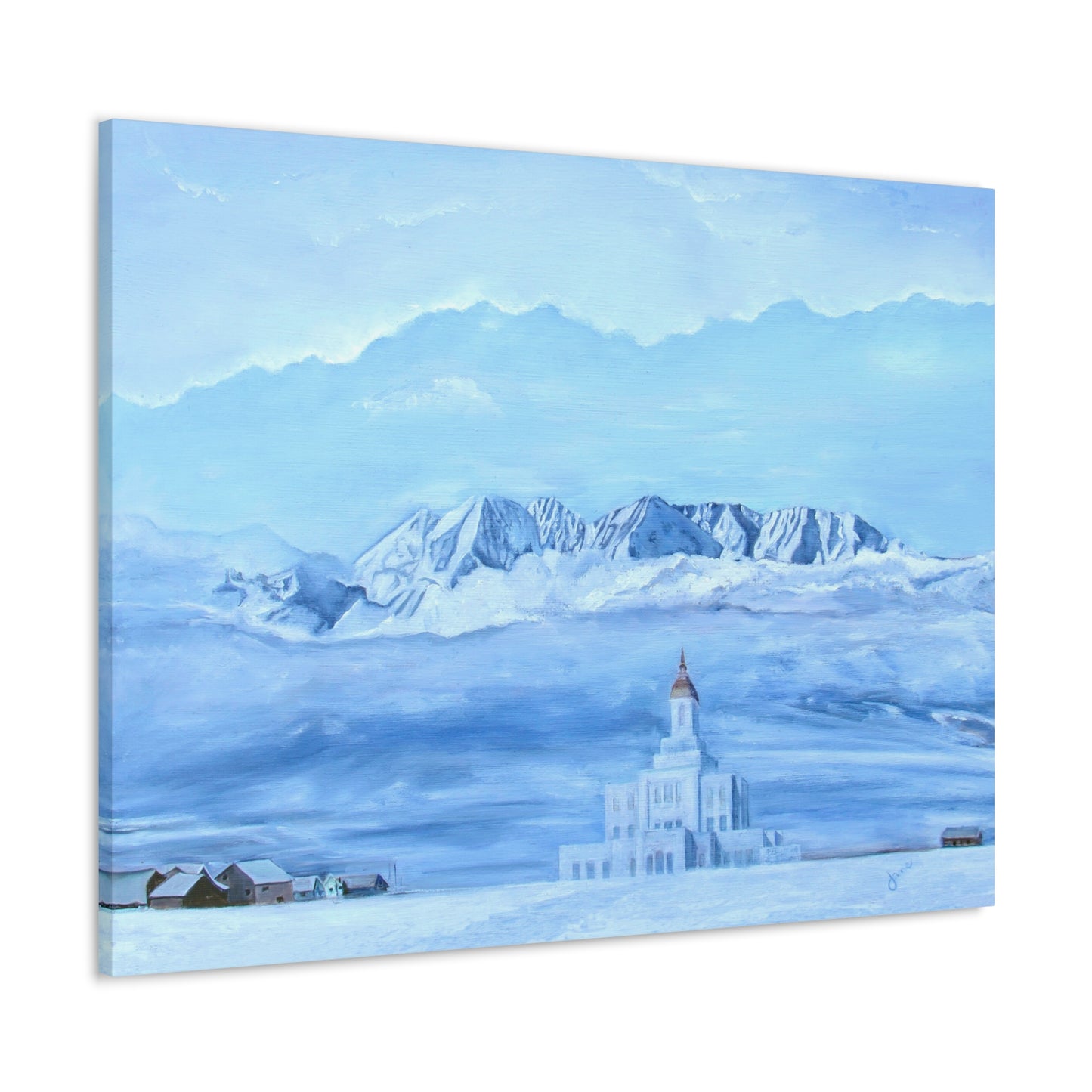 Deseret Peak Temple--Hope in the Bleak of Winter, by Jane Autry, Canvas Gallery Wrap
