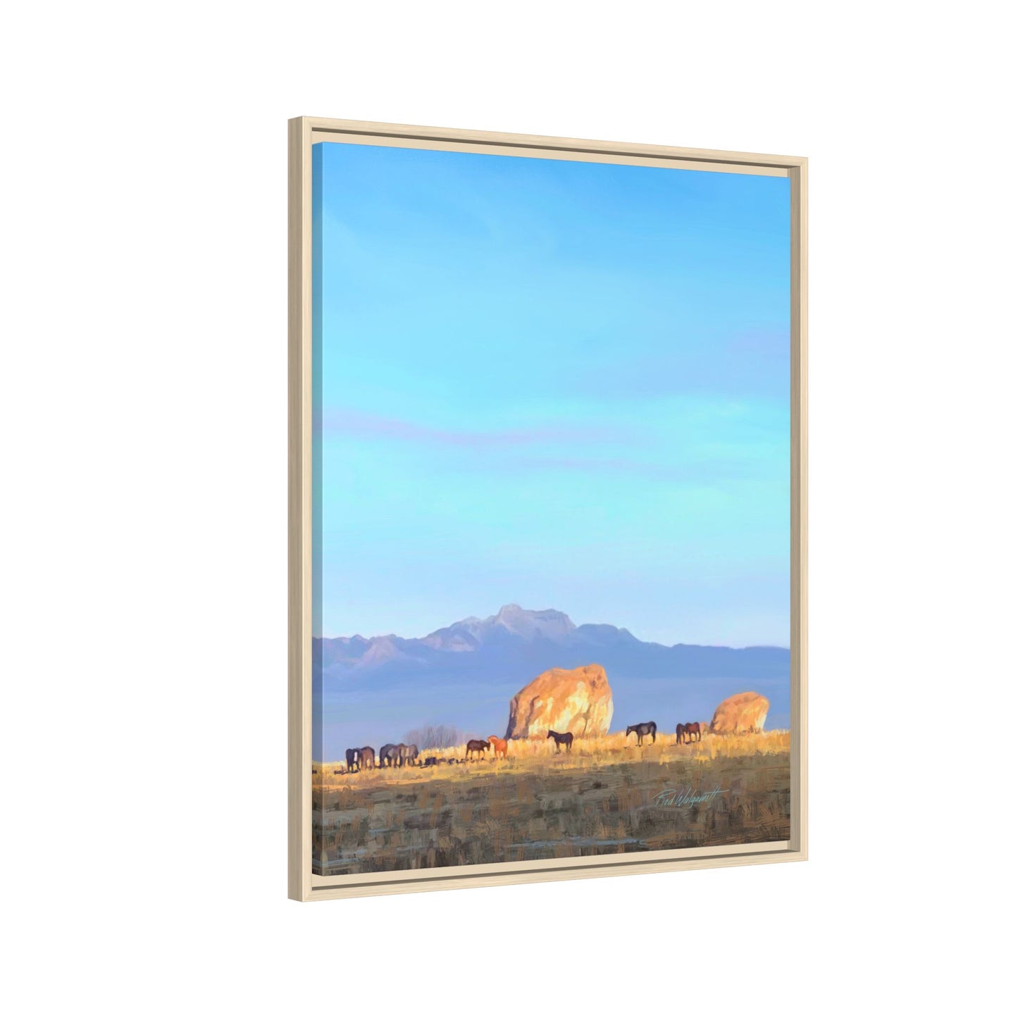 Framed Matte Canvas Print — Horses at Adobe by Rod Walgamott