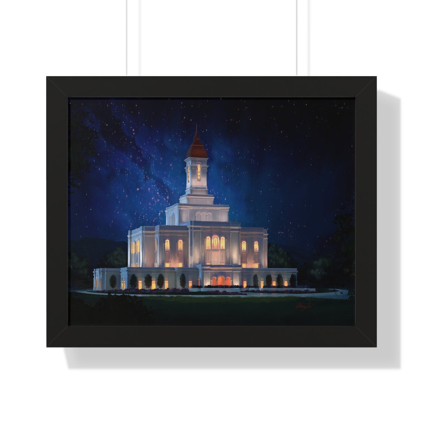 Premium Matte Print--Framed, Deseret Peak Temple--Night, by Chaz Walgamott