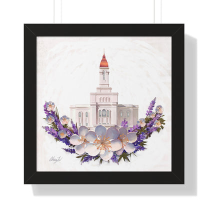 Premium Matte Print--Framed, Deseret Peak Temple--Floral Wreath, by Chaz Walgamott
