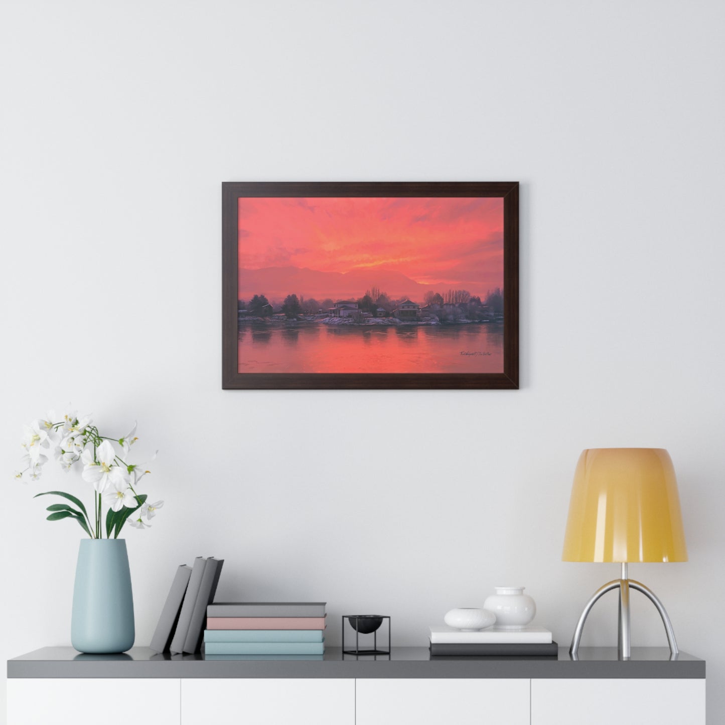 Framed Matte Print, Frosty Sunrise on Stansbury Lake by Rod  Walgamott