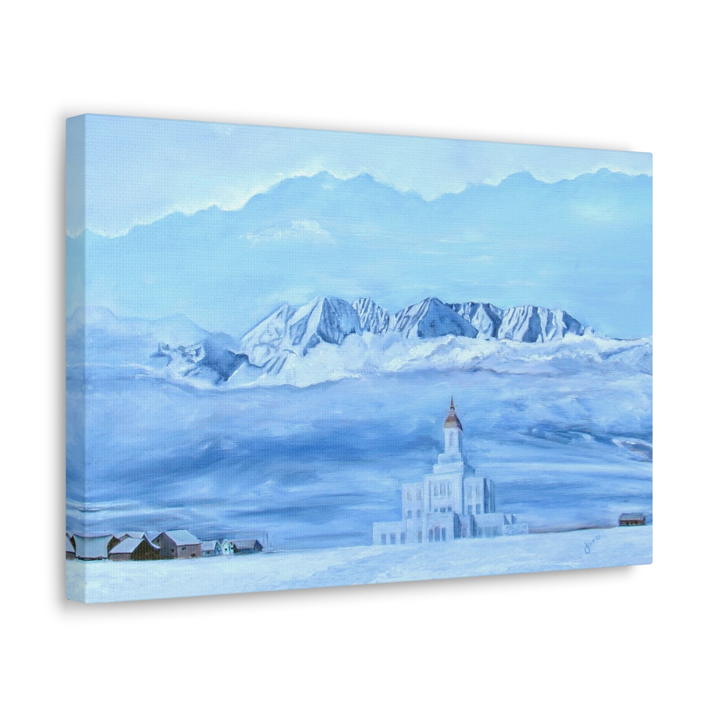 Deseret Peak Temple--Hope in the Bleak of Winter, by Jane Autry, Canvas Gallery Wrap