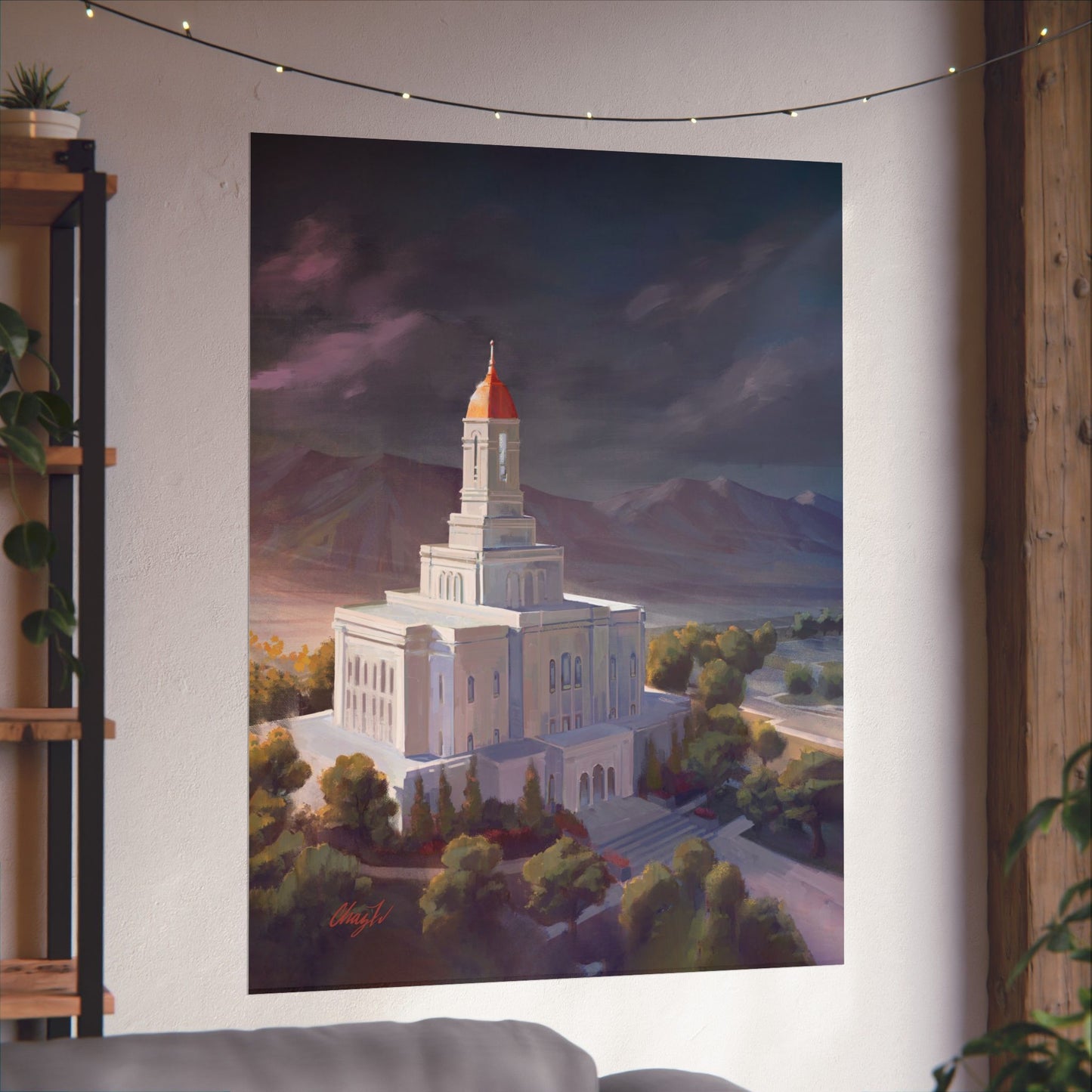 Premium Matte Paper Print, Deseret Peak Temple, After the Storm, by Chaz Walgamott