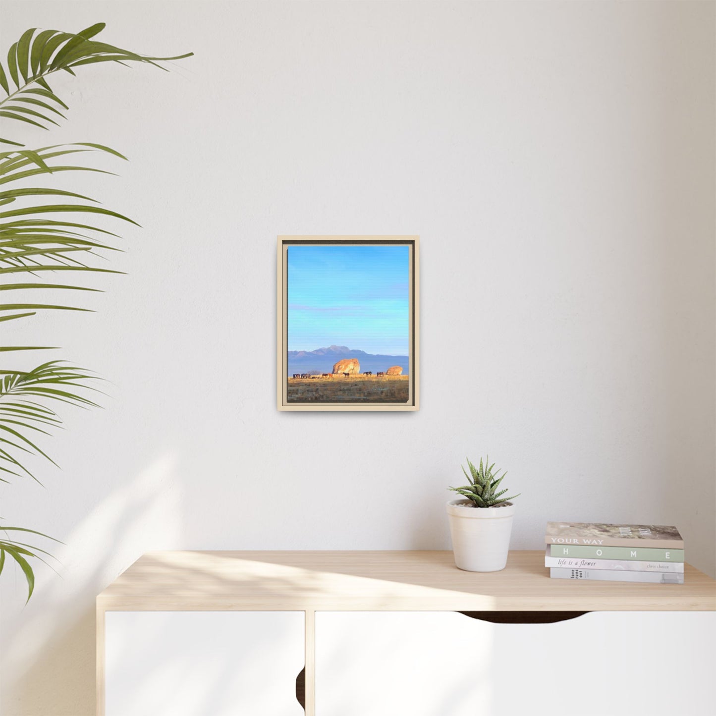 Framed Matte Canvas Print — Horses at Adobe by Rod Walgamott