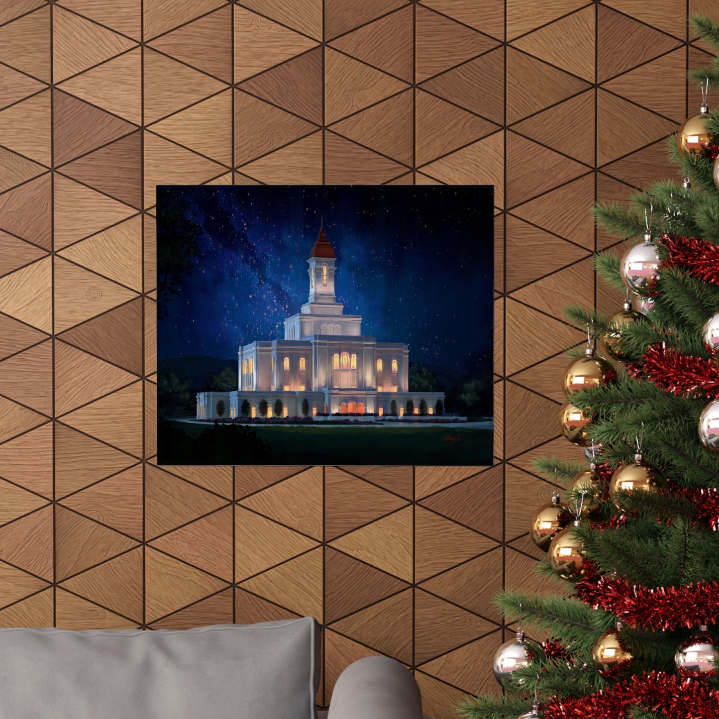 Premium Matte Print--Deseret Peak Temple--Night Sky, by Chaz Walgamott