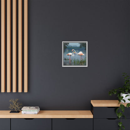 Framed Flamingo Canvas Art – Flamingo Dance by Rod Walgamott