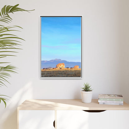Framed Matte Canvas Print — Horses at Adobe by Rod Walgamott