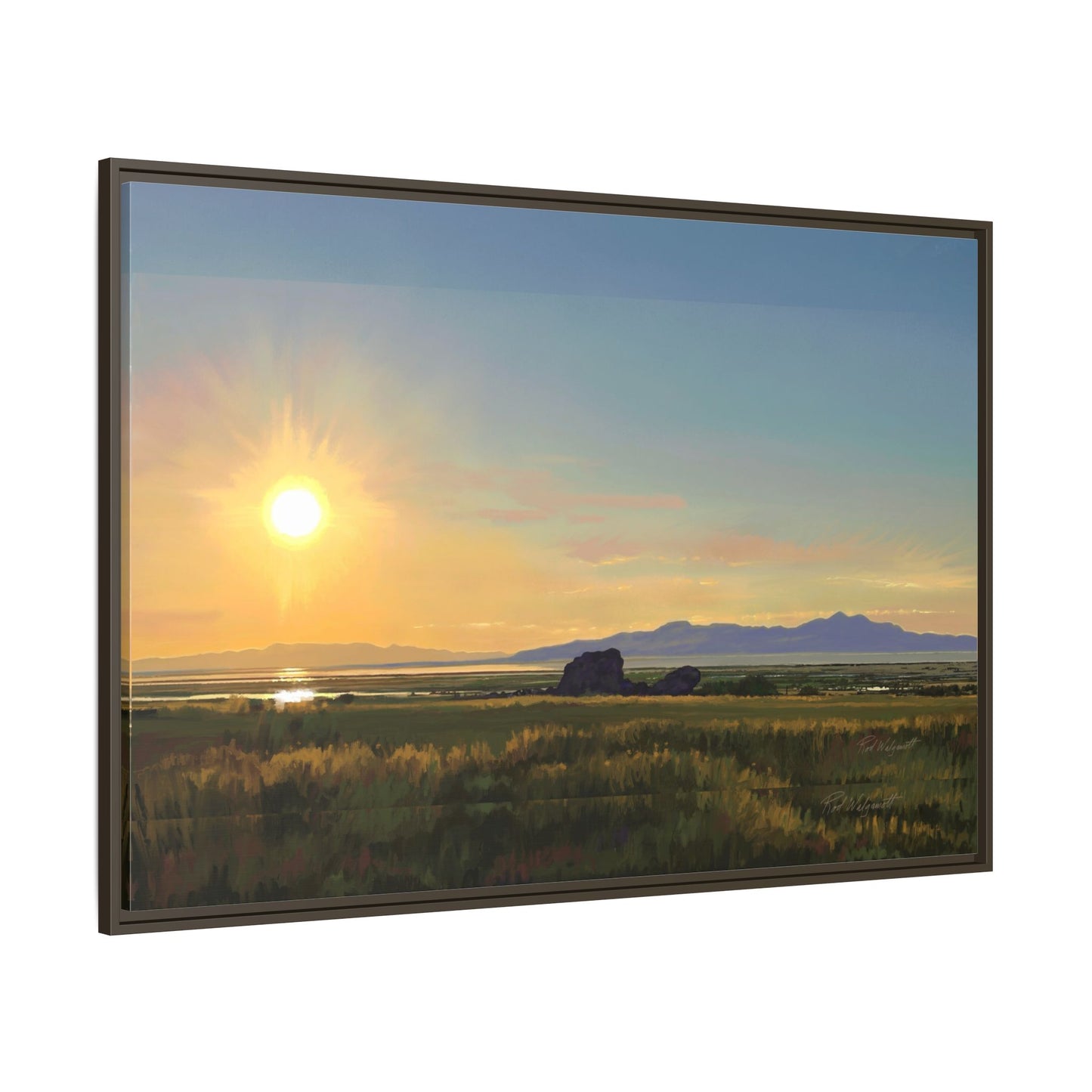 Framed Matte Canvas Print — Adobe Rock Sunset by Rod Walgamott