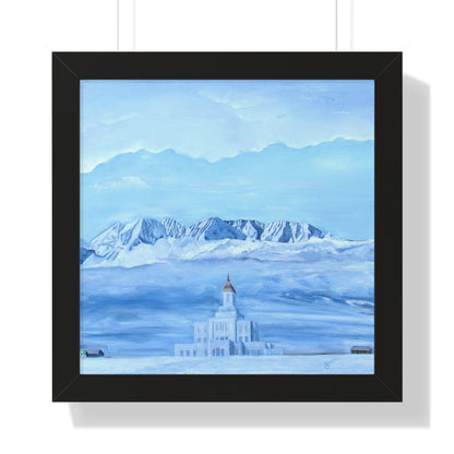 Premium Matte Print--Framed, Deseret Peak Temple-Hope in the Bleak of Winter, by Jane Autry