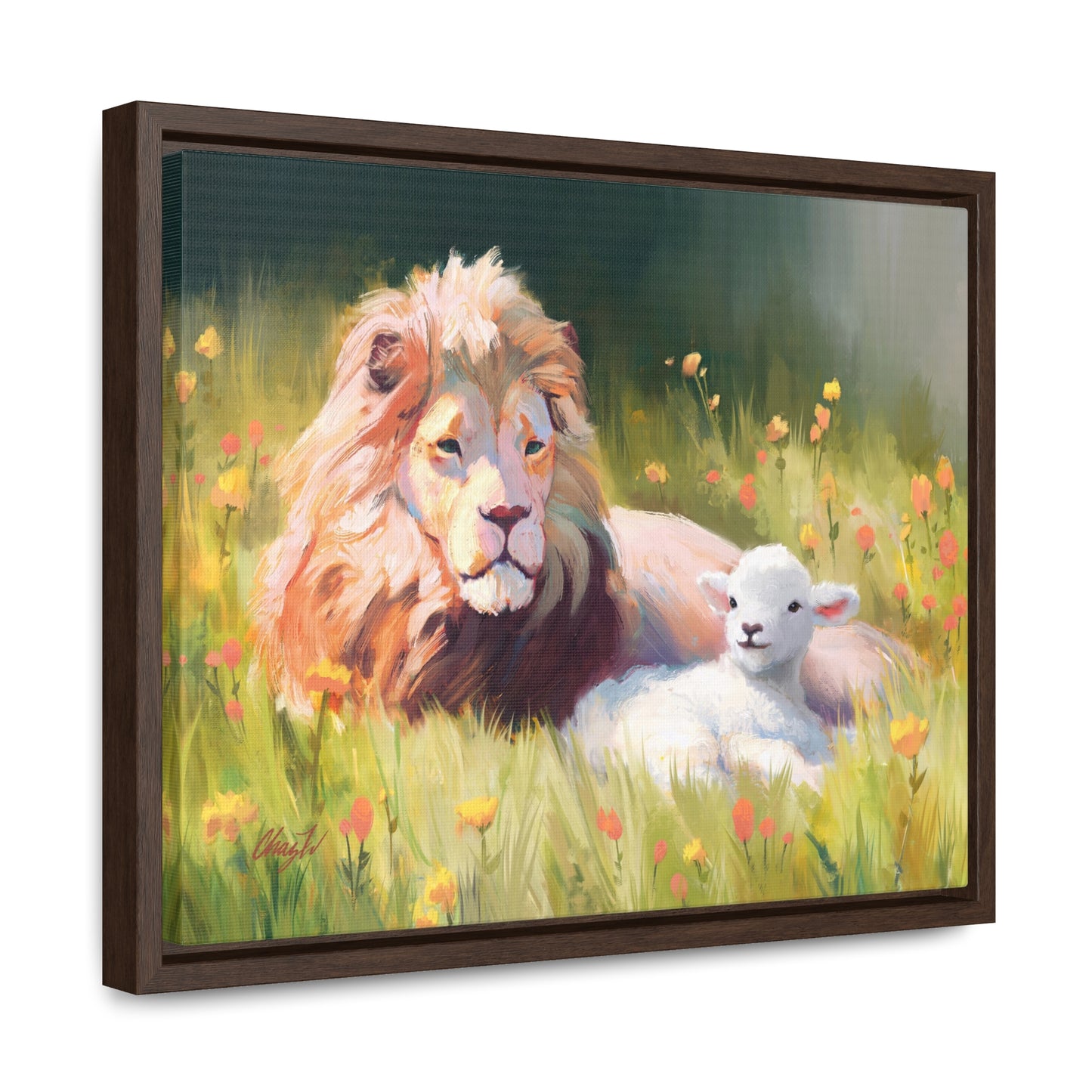 Stretched Canvas Print in Wood Frame, The Lamb and the Lion, by Chaz Walgamott
