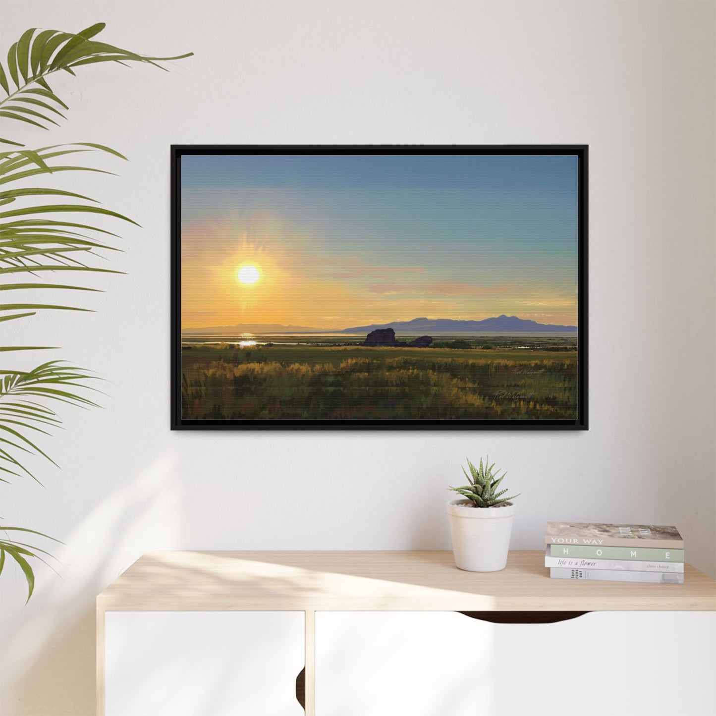 Framed Matte Canvas Print — Adobe Rock Sunset by Rod Walgamott