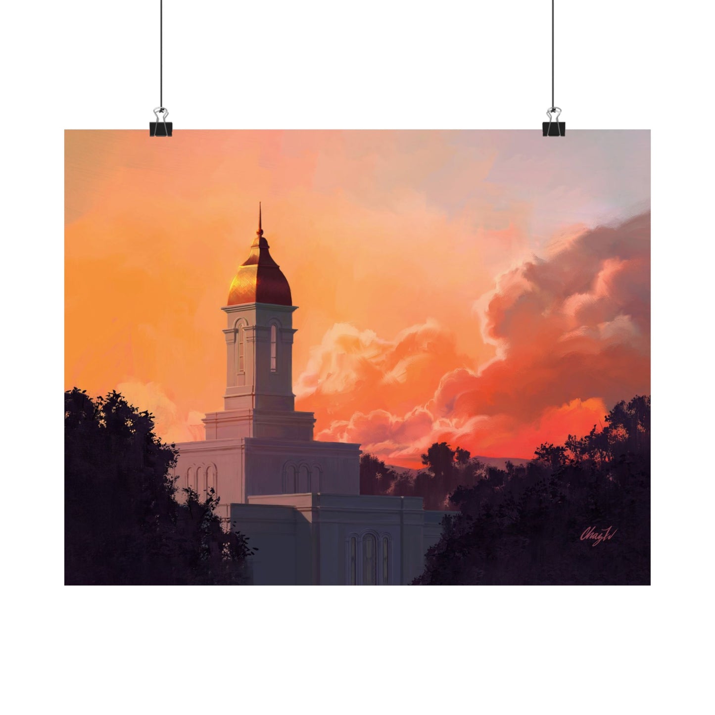 Premium Matte Print--Deseret Peak Temple--Sunset, by Chaz Walgamott
