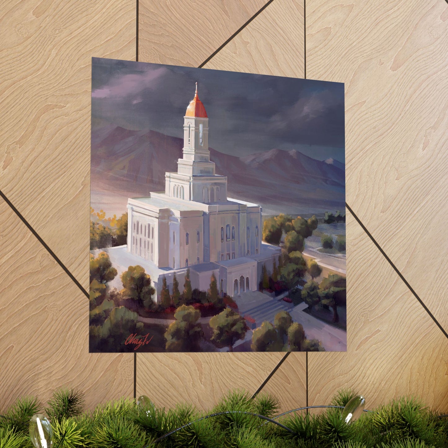 Premium Matte Paper Print, Deseret Peak Temple, After the Storm, by Chaz Walgamott