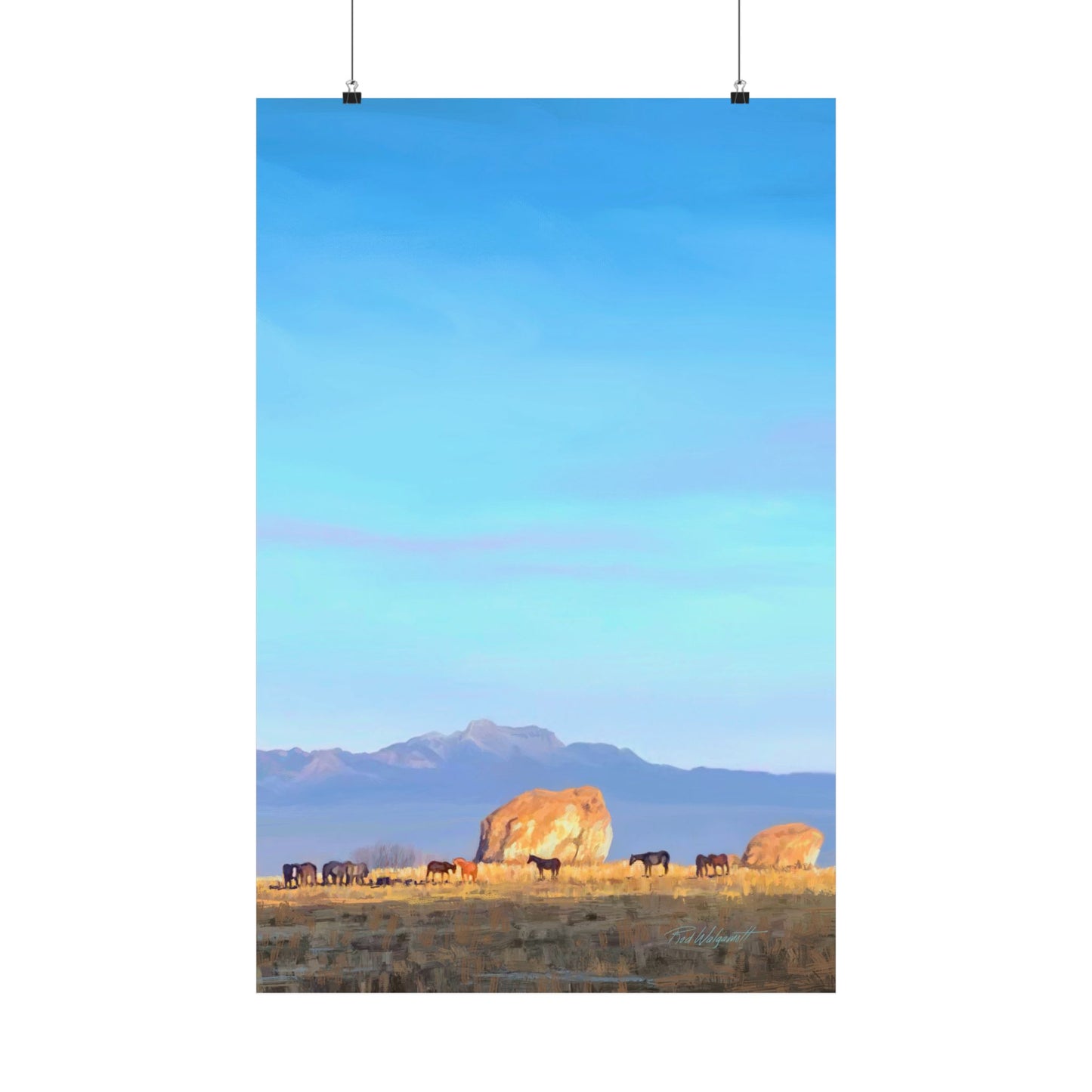 Matte Paper Print--Horses at Adobe Rock, by Rod Walgamott