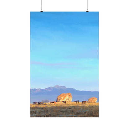 Matte Paper Print--Horses at Adobe Rock, by Rod Walgamott