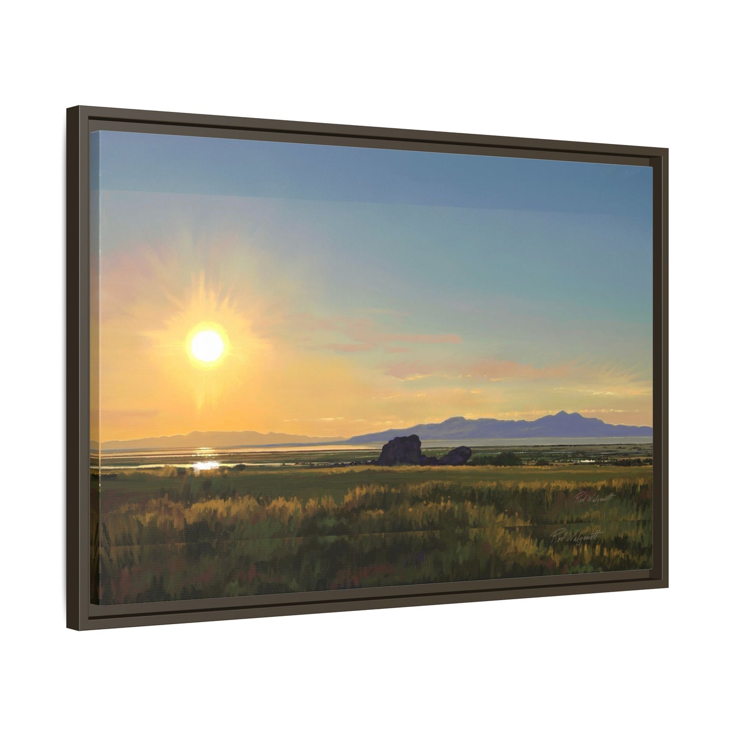 Framed Matte Canvas Print — Adobe Rock Sunset by Rod Walgamott
