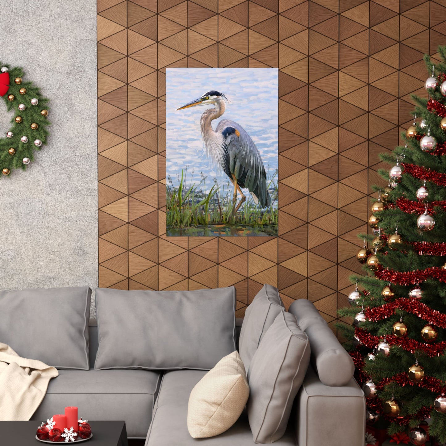 Premium Matte Print, Blue Heron at Stansbury Lake, by Rod Walgamott