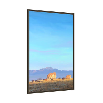 Framed Matte Canvas Print — Horses at Adobe by Rod Walgamott