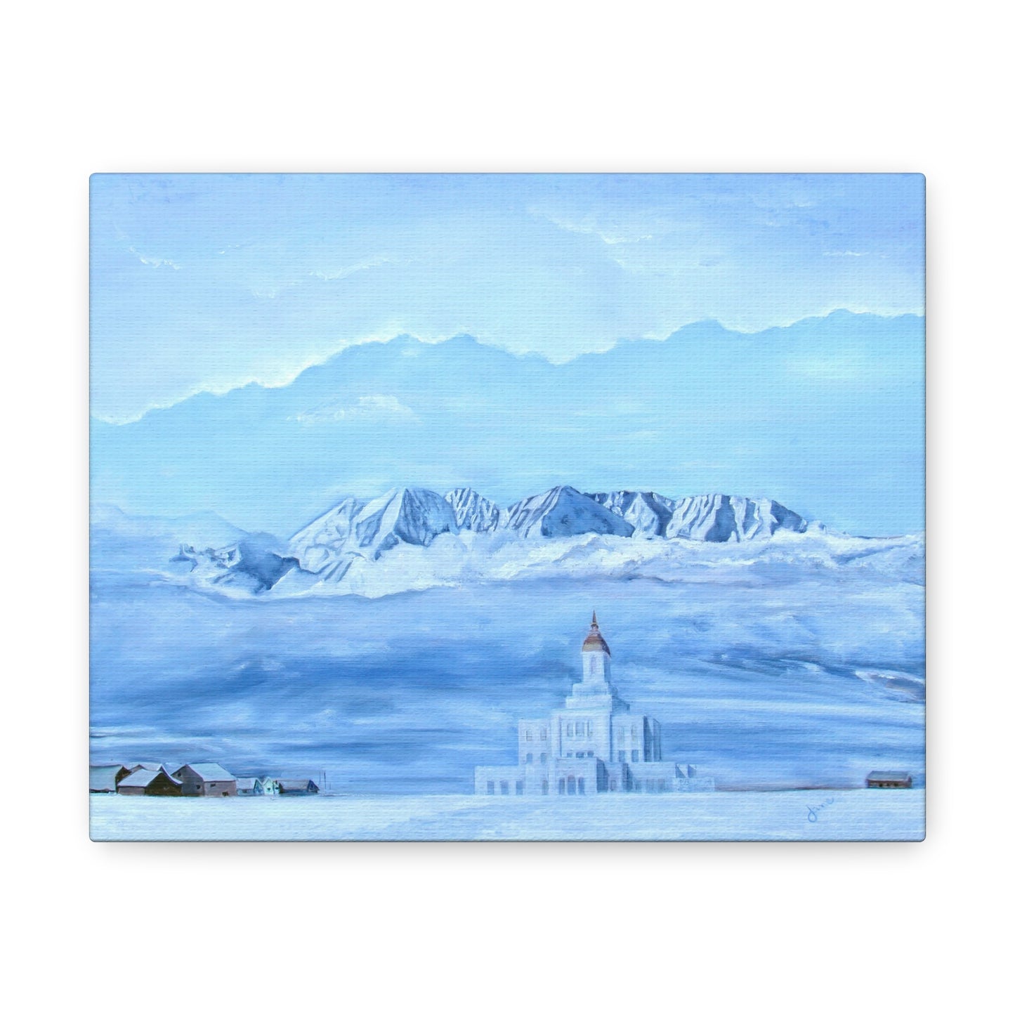 Deseret Peak Temple--Hope in the Bleak of Winter, by Jane Autry, Canvas Gallery Wrap