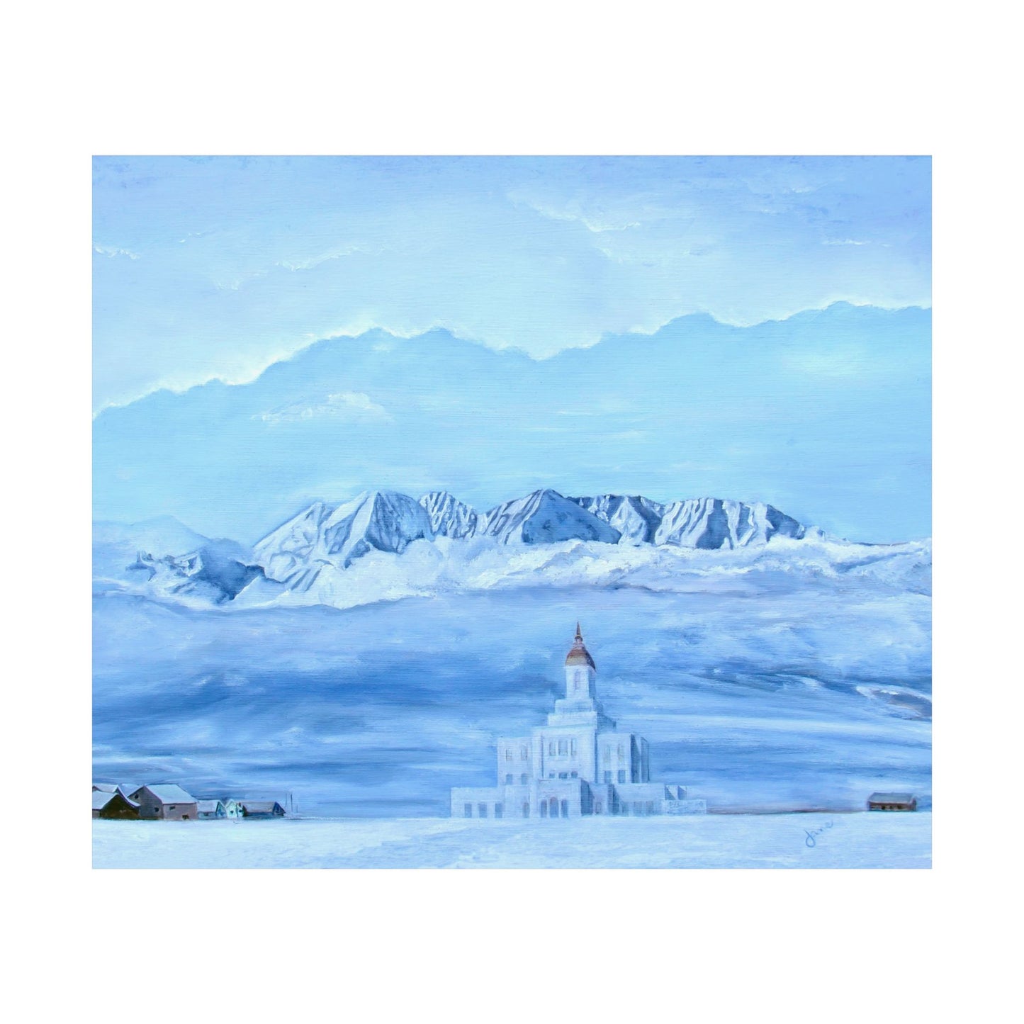 Premium Matte Print, Deseret Peak Temple--Hope in the Bleak of Winter, by Jane Autry