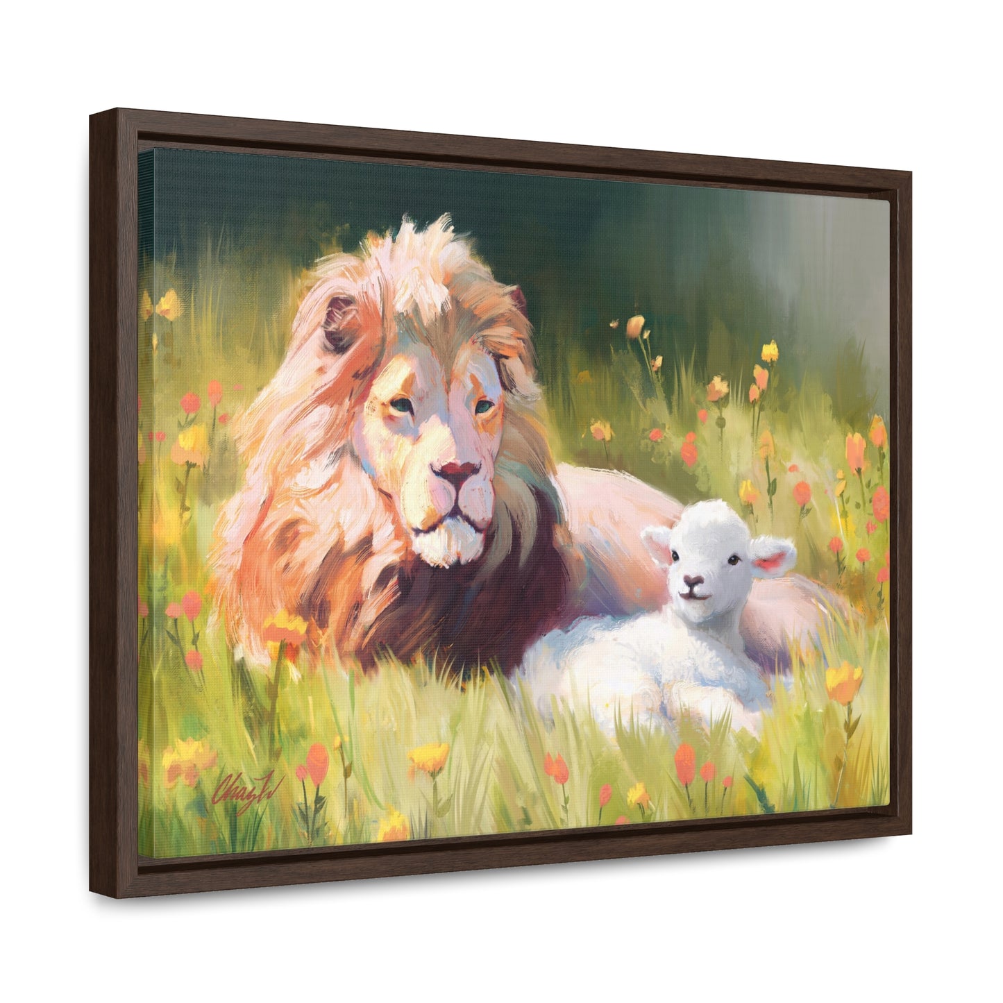 Stretched Canvas Print in Wood Frame, The Lamb and the Lion, by Chaz Walgamott