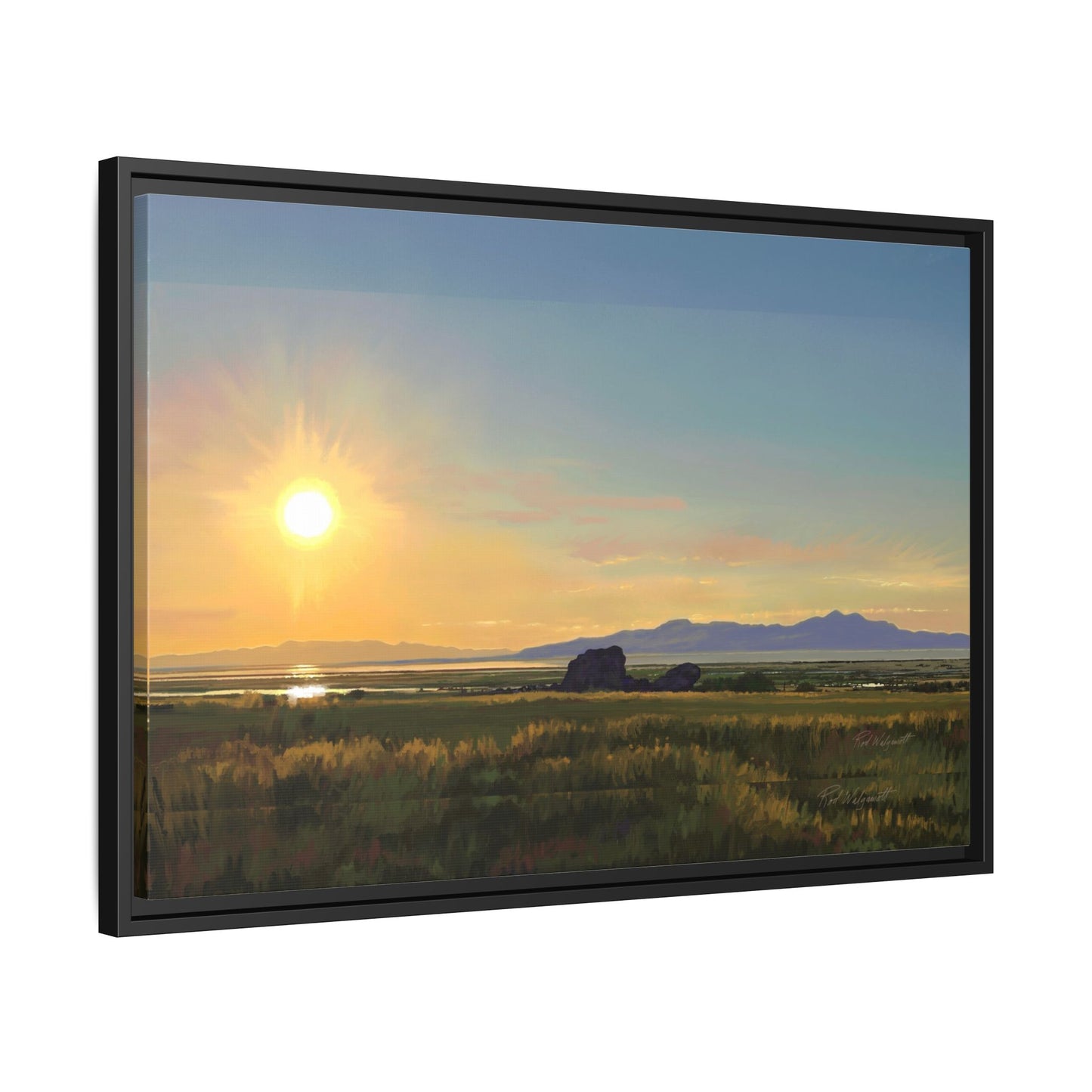 Framed Matte Canvas Print — Adobe Rock Sunset by Rod Walgamott