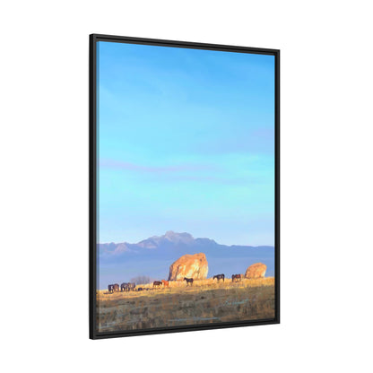 Framed Matte Canvas Print — Horses at Adobe by Rod Walgamott