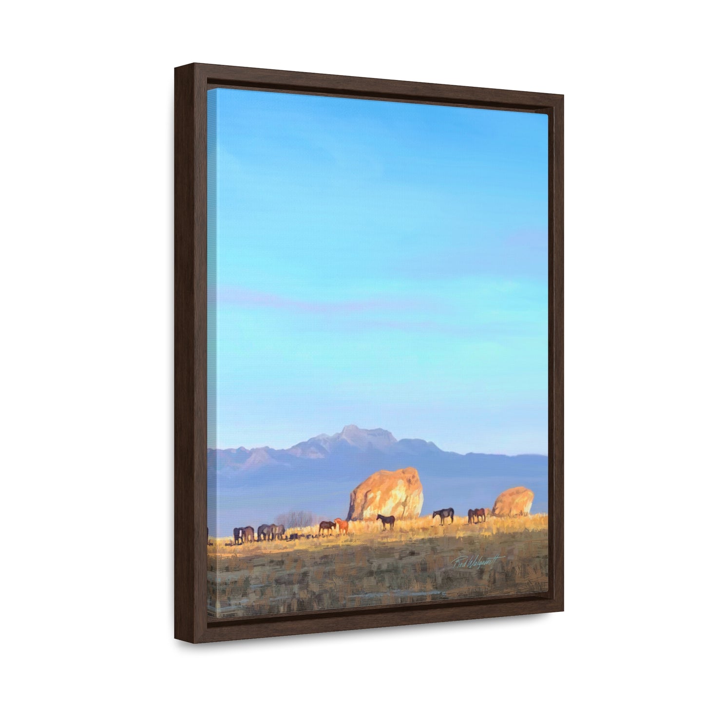 Framed canvas Wrap, Horses at Adobe Rock, by Rod Walgamott