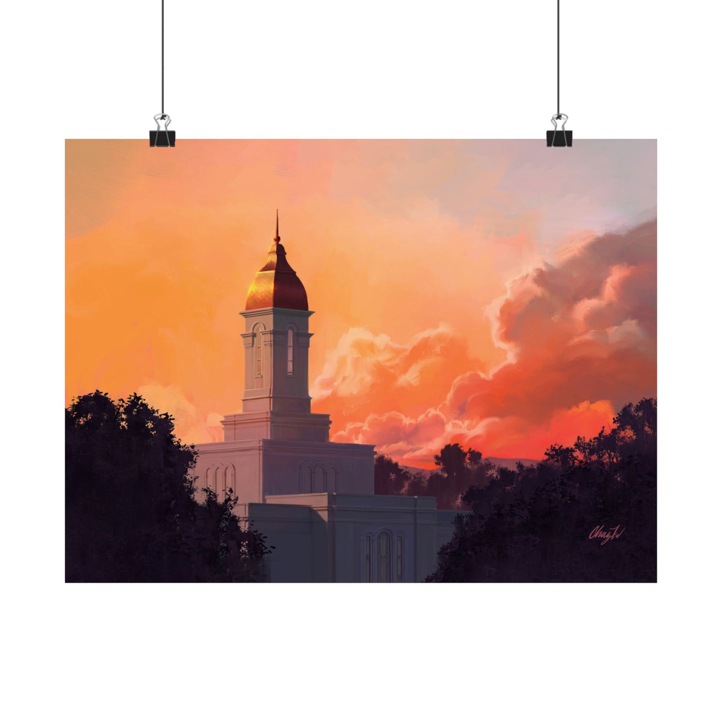 Premium Matte Print--Deseret Peak Temple--Sunset, by Chaz Walgamott